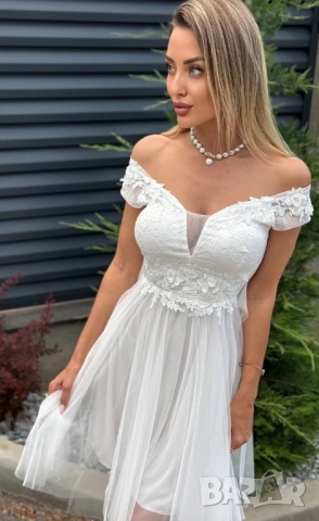 прелестна рокля с тюл и 3д бродерия , снимка 2 - Рокли - 52019486