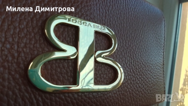 Кожена чанта Tosca Blu Livigno с релеф, снимка 2 - Чанти - 53050781