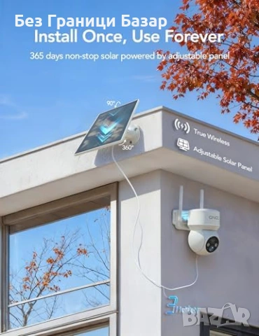 Нова Безжична соларна охранителна камера PIR сирена WiFi 2.4GHz охрана, снимка 2 - IP камери - 53011197