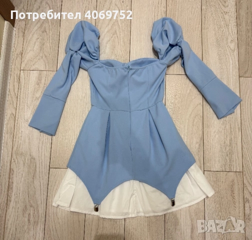 Дамска рокля в синьо М/Л размер, снимка 7 - Рокли - 53369178