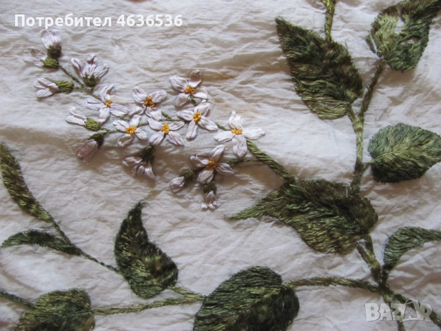 19в. Калъфка за възглавница , ръчна бродерия , 45х30см., снимка 2 - Антикварни и старинни предмети - 52440148