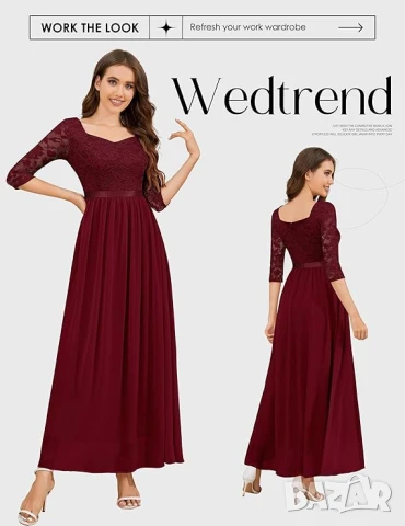 Елегантна дамска рокля Wedtrend, размер L, дълга дантелена рокля, снимка 2 - Рокли - 50968138