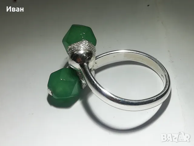 Сребърен пръстен с Ахат , снимка 3 - Пръстени - 47559859