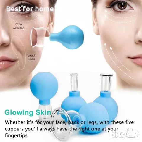 Комплект от 5 стъклени вендузи със силиконова помпа SFN, снимка 8 - Медицинска апаратура - 48200773