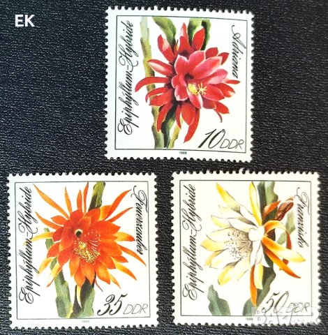 ГДР, 1989 г. - пълна серия чисти марки, цветя, 1*39, снимка 1 - Филателия - 40367704