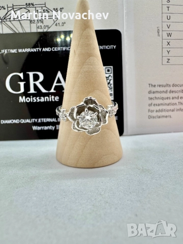 Сребърен пръстен с мойсанит (Диамант) 0.5 карата, снимка 3 - Пръстени - 52370503
