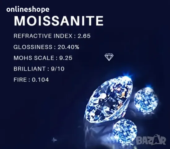 Сребро S925 Сребърен пръстен с камък Мойсанит 2ct ( 2 карата ) Диамант с Сертификат, снимка 5 - Пръстени - 49256665