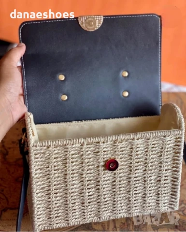 Чанти през рамо от ратан и кожа, снимка 4 - Чанти - 50625226