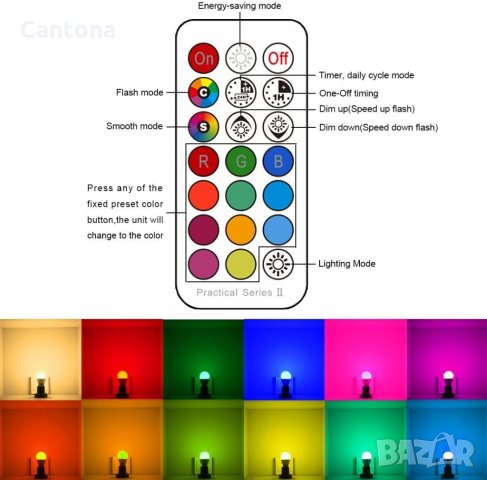 iLC 10W RGBW LED E27, димиране, памет, 12 цвята по избор - 2 броя с 2 дистанционни светлини, снимка 2 - Крушки - 35375607