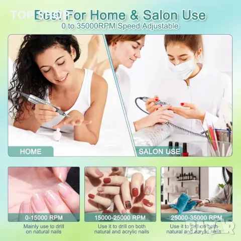 Електрическа пила за нокти NAILGIRLS, 35000 об/мин, с 11 бита, бяла, снимка 6 - Тримери - 49937560