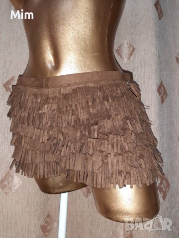 Liver.island  S/M Кафеви велурени къси панталонки с ресни , снимка 2 - Къси панталони и бермуди - 39133149