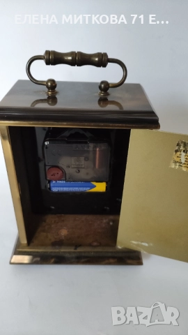 Metamec старинен английски масивен каминен часовник от месинг и изкуствен оникс, снимка 5 - Антикварни и старинни предмети - 47780083