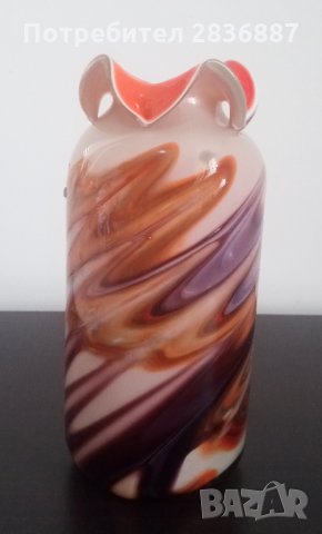 Красива, ръчно изработена стъклена ваза, снимка 7 - Вази - 34863112