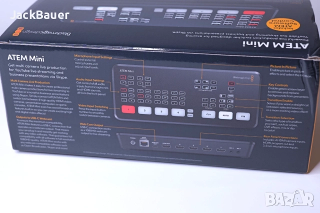 Blackmagic design ATEM Mini видео смесител за Live излъчвания, снимка 7 - Камери - 52771520