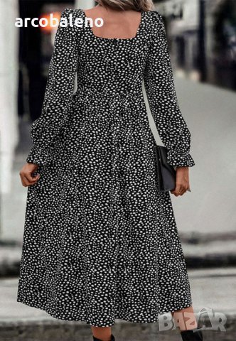 Нова дамска рокля с принт с квадратно деколте, снимка 4 - Рокли - 43751135