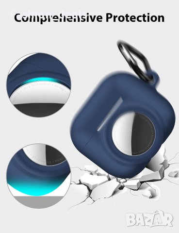 Нов 2 в 1 син силиконов удароустойчив защитен калъф за AirTag и AirPods 3, снимка 2 - Други - 37305029