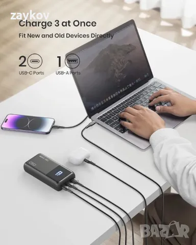 Преносимо зарядно устройство INIU, 65W бързо зареждане Power Bank 25000mAh, снимка 3 - Друга електроника - 48044776