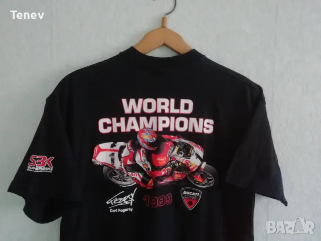 CARL FOGARTY FOGGY DUCATI 1999 WORLD CHAMPION SHIRT SUPERBIKE ОРИГИНАЛНА ТЕНИСКА , снимка 5 - Тениски - 50131366