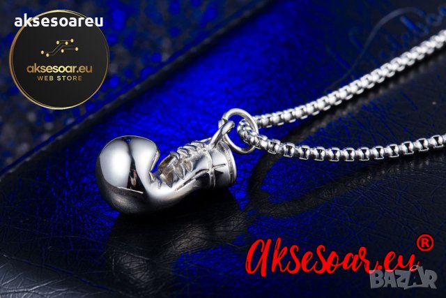 Колие боксова ръкавица верига от неръждаема стомана унисекс медальон спортни бижута, снимка 3 - Колиета, медальони, синджири - 38355725