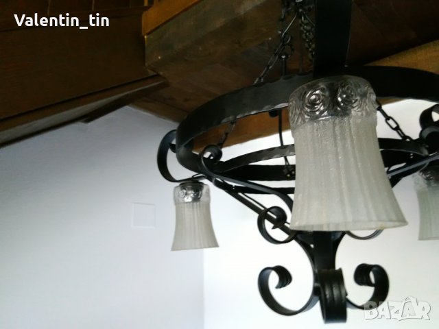 Полилей, абажур от ковано желязо два еднакви , снимка 6 - Лампи за таван - 33671464