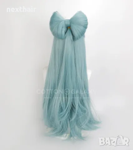 Висококачествена аниме перука Genshin Impact Yumemizuki Mizuki в ментово зелено, снимка 4 - Аксесоари за коса - 50309379