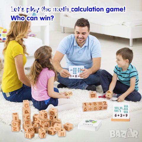 МОНТЕСОРИ, дървени кубчета с букви и цифри, снимка 5 - Образователни игри - 43323609