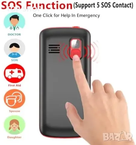 Нов Мобилен телефон с големи бутони за възрастни Отключен SOS бутон, снимка 6 - Motorola - 49509725