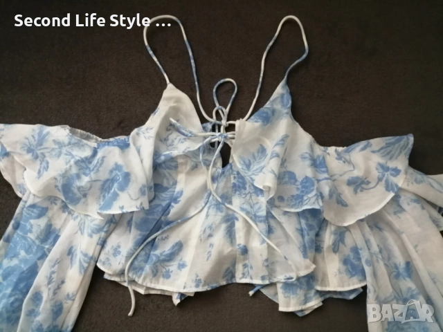 ASOS дамска риза/блуза с волани р-р L, снимка 6 - Корсети, бюстиета, топове - 52908264