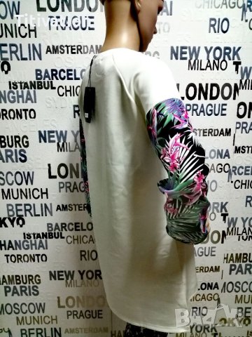 Бяла блуза с апликацкя, снимка 3 - Блузи с дълъг ръкав и пуловери - 26985632