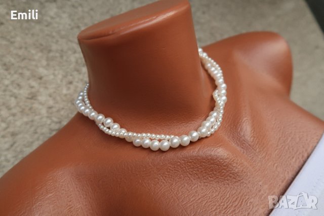 Ръчно изработено двойно колие с еко перли, снимка 2 - Колиета, медальони, синджири - 38989946