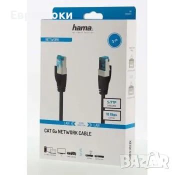 Hama 00200681  Мрежов пач кабел HAMA S/FTP, CAT 6a, RJ-45 - RJ-45, 10Gbit/s, 3.0 метра, Черен, снимка 1