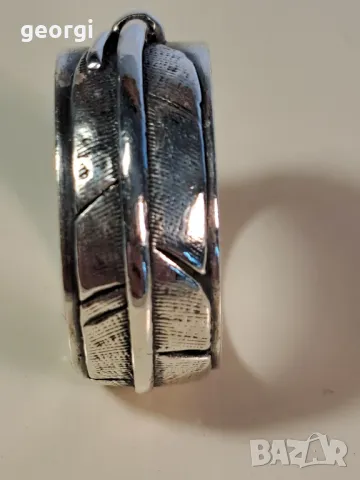 мъжки сребърен пръстен халка Перо, снимка 5 - Пръстени - 49545474