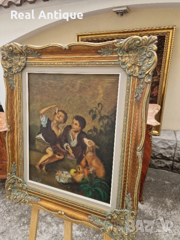 Превъзходна майсторска антикварна белгийска авторска картина масло върху платно , снимка 6 - Антикварни и старинни предмети - 51503640