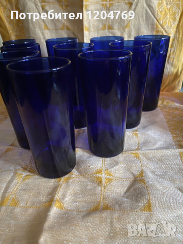 Винтидж кобалтово синьо стъкло чаши, снимка 3 - Чаши - 44855443