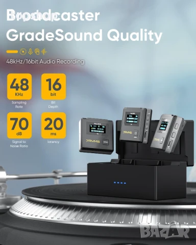 НОВИ, ТЕСТВАНИ 7RYMS iRay DW30 безжични микрофони, 16GB памет, шумопотискане, обхват 96 метра..., снимка 3 - Микрофони - 50578865