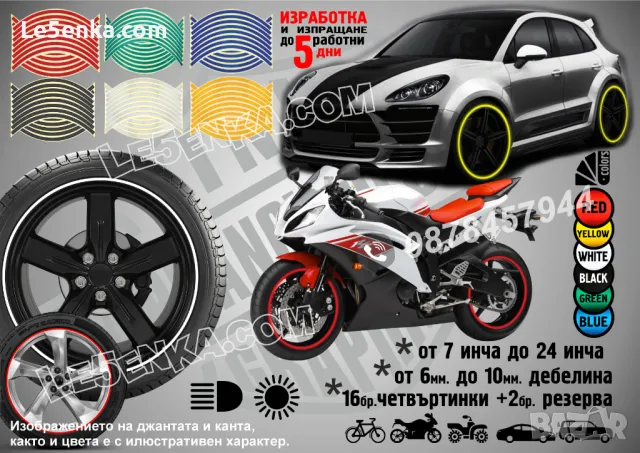 Светлоотразителни кантове ленти за джанти автомобил джип мотор АТВ светещи фолио сини, снимка 3 - Аксесоари и консумативи - 42394129