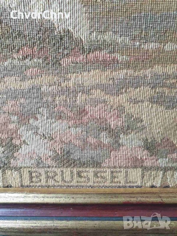 Гент-Брюксел 54см/2бр стари финни белгийски гоблени/средновековен градски пейзаж/дървена рамка, снимка 8 - Гоблени - 50448537