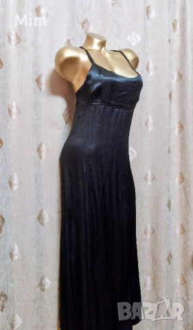 ZARA M Черна, сатенена, дълга нощница , снимка 3 - Нощници - 52193007