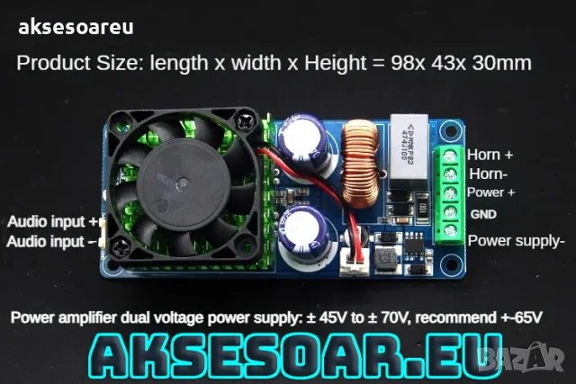 Висококачествен Hi-Fi 500 W Power моноканален цифров мощен усилвател Клас D сглобен на платка модул , снимка 6 - Ресийвъри, усилватели, смесителни пултове - 47588231