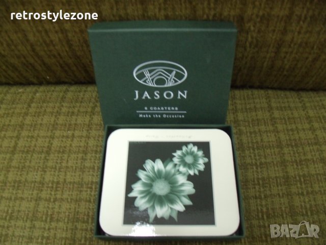 № 3897 стари коркови подложки JASON  - комплект 6 броя с кутия  - размер 11,3 / 9,5 см , снимка 4 - Други ценни предмети - 27781020