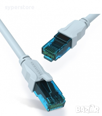 Кабел за Лан мрежа 15м Екраниран Vention VAP-A10-S1500 LAN UTP CAT-5e Сив