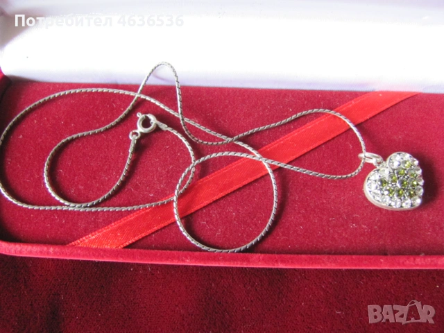 Сребърно колие , цирконии ,маркировка 925