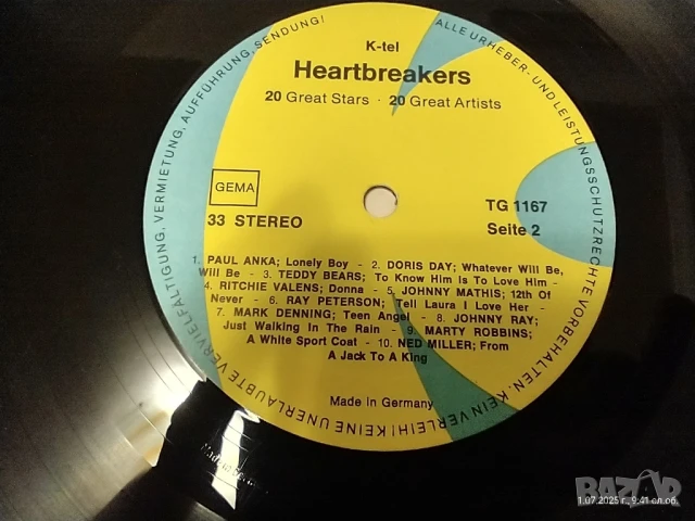 Оригинална винилова плоча – Heartbreakers (K-tel, Германия, 1977) , снимка 4 - Грамофонни плочи - 50868946