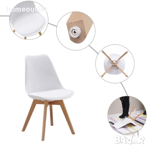 РАЗПРОДАЖБА Трапезни столове, к-т от 4бр R002-MEILAC LW-YJX-4BAI, снимка 4 - Столове - 50642408