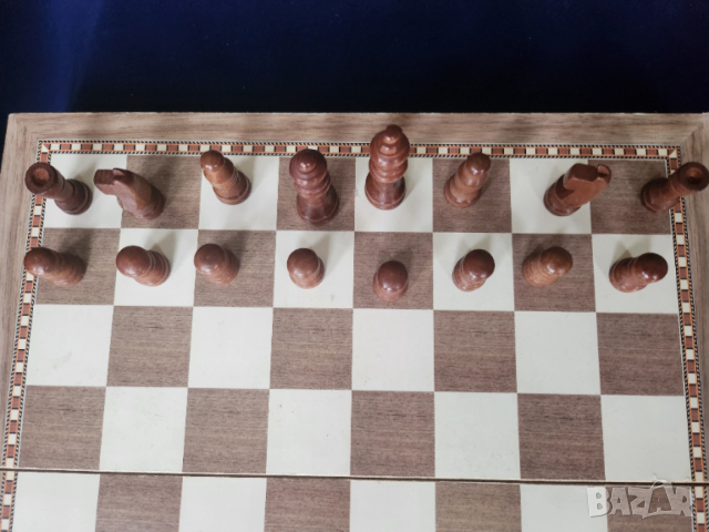 шах с к-т фигури 29х29 см / малък пирографиран 17х17 см с фигури / хартиен шах / фигури големи, снимка 3 - Шах и табла - 52583035