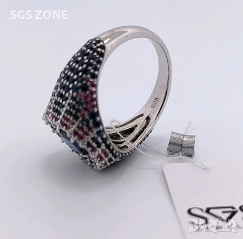 Стилен пръстен със САПФИРИ от сребро 925 проба, произведен в Тайланд, снимка 8 - Пръстени - 52401422