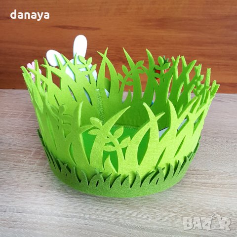 1409 Декоративен великденски панер с декорация зайче, снимка 2 - Декорация за дома - 28176982