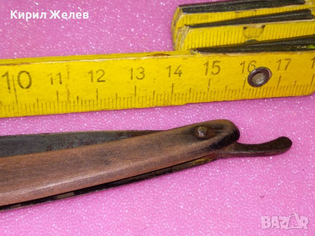 Старинен РЯДЪК с ЩЕМПЕЛ на ОСТРИЕТО - Бранор - КОЛЕКЦИОНЕРСКИ БРЪСНАЧ с ДЪРВЕНА ДРЪЖКА 12438, снимка 9 - Антикварни и старинни предмети - 44010324