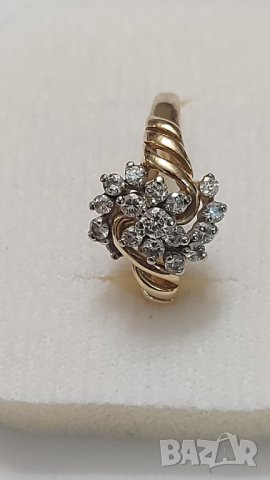 Златен пръстен с брилянти, снимка 6 - Пръстени - 43899495