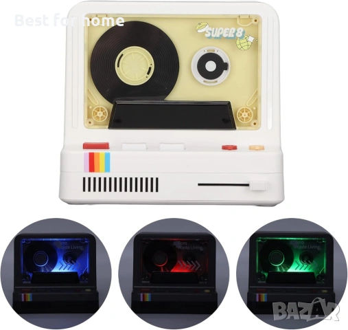 Преносим стерео ретро Bluetooth високоговорител с касетофон, сив (бял), снимка 6 - Bluetooth тонколони - 53405753